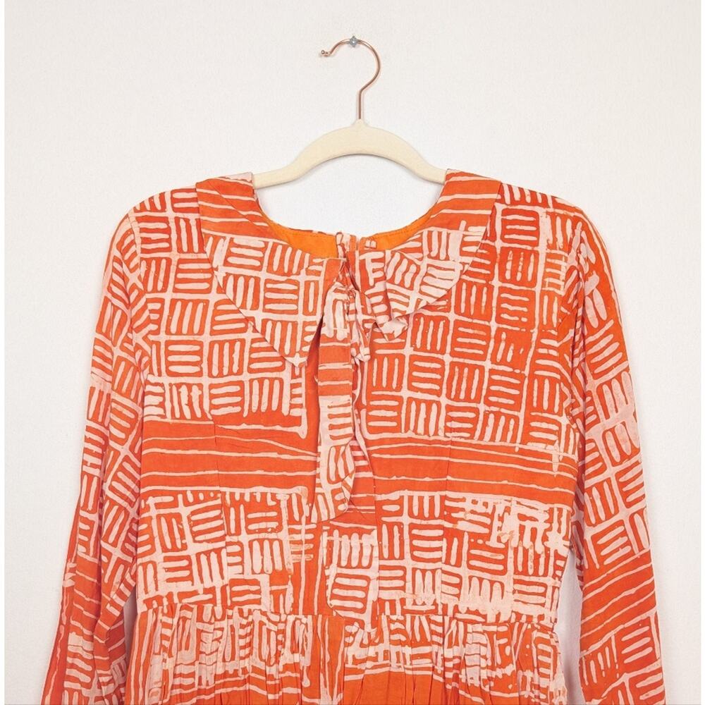 NWT Busayo Orange & White Pattern Long Sleeve Dele Maxi Dress Size M - Picture 4 of 8
